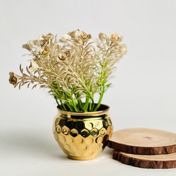 [HH00017850] اصيص زرع وحامل شموع نحاس تصميم خليه نحل - باللون الذهبي