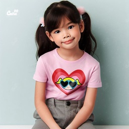 Bubbles Powerpuff تيشيرت اطفال قطن باللون البينك