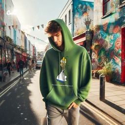 The Simpsonsهودي اوفر سايز قطن للرجال باللون الزيتوني