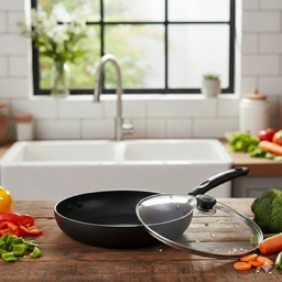 [HH00018844] طاسة تيفلون بغطاء زجاجي بمقبض لسهولة الحمل - مقاس 30 سم