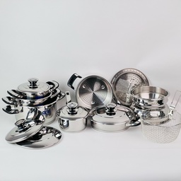 [HH00018916] طقم حلل استانليس ستيل للطهي 22 قطعة
