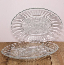 [HH00018981] طقم تسالي مكون من قطعتين من الزجاج الشفاف لتقديم المكسرات والكاندي