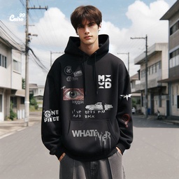 I've Been Far And Back هودي اوفر سايز قطن للرجال باللون الاسود