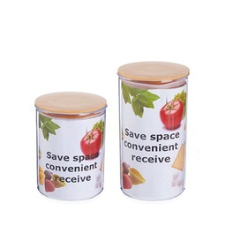 [HH00004044] طقم علب اكليريك دائري كبير قطعتين بمقاسات مختلفة لحفظ وتخزين الحبوب والبقوليات