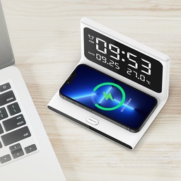 [HH00004171] شاحن وايرلس سريع ومنبه وساعة ومصباح ليلي في جهاز واحد 15 وات