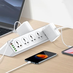 [HH00004394] مشترك كهربائي كبير يتكون من 10 فيشة و 5 منافذ يو اس بي ومنفذ تايب سي مقاوم للأشتعال 32 واط