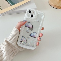 [HH00004995] iPhone 13 Protective Case Glitter Gel Shiny Stars &amp; Clouds