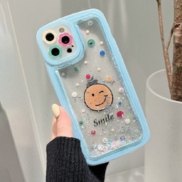 [HH00004996] iPhone 13 Silicon Protective Case with Transparent Glitter Gel Back 