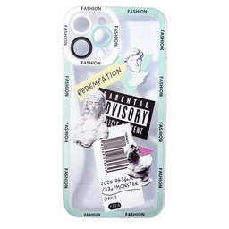 [HH00005045] iPhone 13 Pro Max Silicon Transparent with Stickers Protective Case