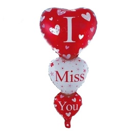 [HH00005548] CM 104*48 باللون الاحمر والابيض I Miss U بالون هيليوم