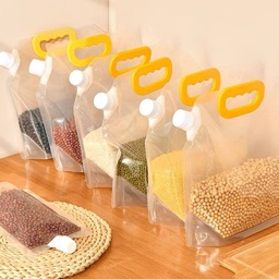 [HH00005754] كيس حفظ وتخزين الأرز والحبوب والبقوليات 4 لتر بغطاء ويد قابل للطي والغسيل لإعادة الاستخدام