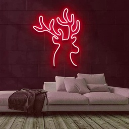 [HH00005773] Reindeer Neon Led Light Sign Art Decor 45*35 Cm