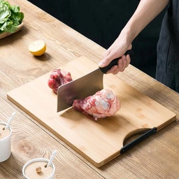 [HH00006185] لوح تقطيع خشب 40*30 للحوم والخضروات والفواكه بيد معدن