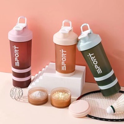 [HH00006283] Sport Life Protein Shaker With Storage Containers &amp; Handle 500ml