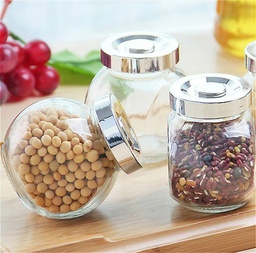 [HH00007471] طقم توابل زجاج 3 قطع لحفظ وتنظيم الفلفل والملح والشطة بغطاء محكم الغلق