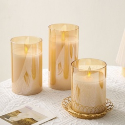 [HH00007476] شمعة ليد مضيئة بدون لهب تعمل بالبطاريات لتجديد ديكور المنزل بدون تكاليف من الزجاج