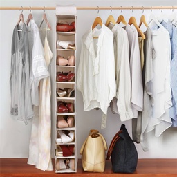 [HH00007892] شماعة ومنظم للملابس والاحذية والشنط داخل الدولاب 10 ارفف وتربروف للحفاظ عليها من التكسير والأتربة