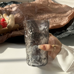 [HH00008963] طقم كوبايات كبيره 6 قطع زجاج كريستال منقرش باللون الرمادي لشرب وتقديم المياه والعصائر والمشروبات الغازية