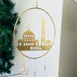 [HH00009686] دلاية رمضان كريم مزينة بمسجد ليد ذهبي مضئ لأجواء رمضانية مبهجة