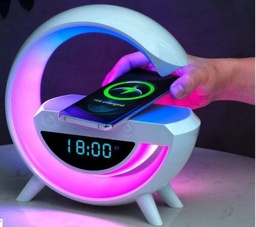 [HH00010413] جهاز  5 في 1 شاحن لاسلكي وساعة رقمية ومنبة ومكبر صوت واباجورة بألوان متعددة لغرف النوم والدريسنج والمكتب
