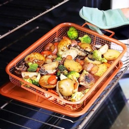 [HH00010784] صينية تحمير بدون زيوت في الفرن مع مصفاه شبكية لعمل اكل صحي شهي