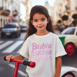 Barbie Girl تيشيرت اطفال قطن باللون الابيض