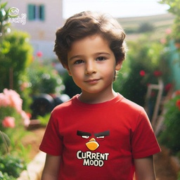 Current Mood تيشيرت اطفال قطن باللون الاحمر