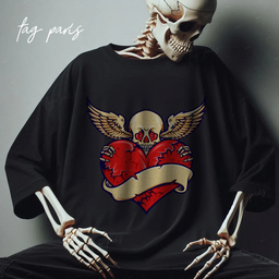 Love Wings Oversize T-shirt- Black تيشيرت اوفر سايز