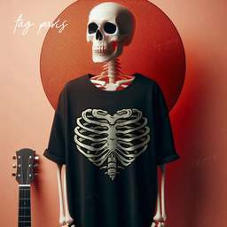 Skelton Heart Oversize T-shirt- Black تيشيرت اوفر سايز