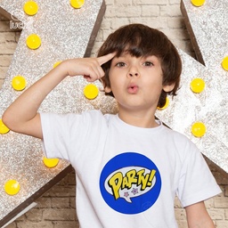 Party تيشيرت اطفال قطن باللون الابيض