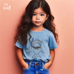 Scuba Diving Shark تيشيرت اطفال قطن باللون اللبني