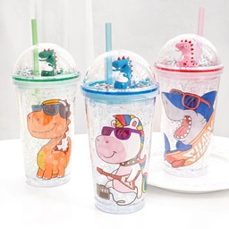 مج اكليريك 500 مللي بشاليموه مناسب للمشروبات المثلجة مزين باشكال كرتونية