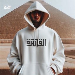 هودي "القاهرة" اوفر سايز قطن للرجال باللون الابيض