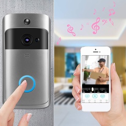 [HH00016187] جرس باب لاسلكي بكاميرا يعمل بالواي فاي مع صوت ثنائي الاتجاه لامان المنزل